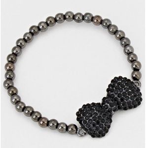 Black Crystal Bow Stretch Bracelet